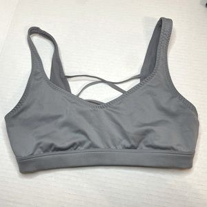 Victoria’s Secret Sports Bra Gray Silver with Cross Back Pattern